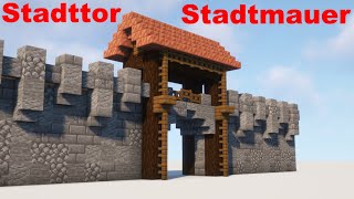 Minecraft Stadttor  Stadtmauer bauen  Tutorial  TheMoGamer [upl. by Jourdain]