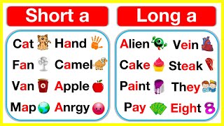 Vowel A rules 🤔 Short A amp Long A vowel sounds  Learn with examples [upl. by Affer791]