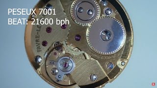 Close view on PESEUX 7001 ▶ Swiss Made mechanical watch movement [upl. by Orpha]