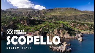 Discover SCOPELLO Sicily subtitles EN drone footage 4K  Italy beach [upl. by Neeruam847]