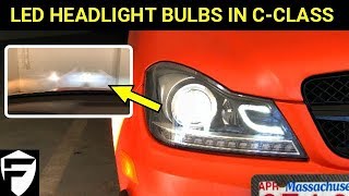 INSTALL LEDS BULBS IN MERCEDES CCLASS PROJECTOR HEADLIGHTS [upl. by Salim731]