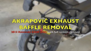 How to remove an Akrapovic exhaust baffle  sound test before and after [upl. by Rizas]