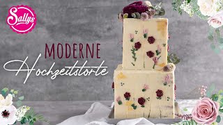 Hochzeitstorte  eckig modern mit Blumen  Sallys Welt [upl. by Isidore]