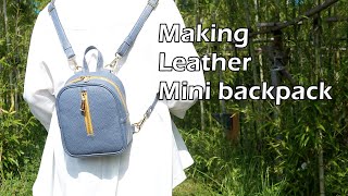 65 Leather Craft Making Leather Mini Backpack  가죽공예 미니 백팩 만들기  Free Pattern [upl. by Atalayah26]