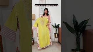 Myntra Cotton Kurta set with dupatta l Myntra latest 2025 Haul l Embroidered Suit l Office wear😍 [upl. by Hiett648]