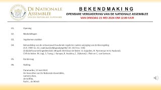 21 MEI 2024  OPENBARE VERGADERING VAN DE NATIONALE ASSEMBLEE [upl. by Sallad249]