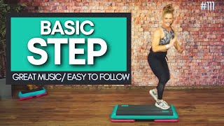 Basic Step Aerobics Exercise Workout  128 BPM  EASY AND FUN STEP CLASS [upl. by Buzzell]