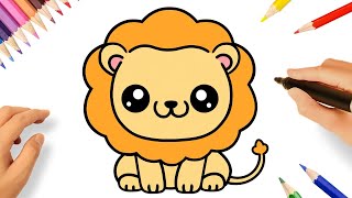 HOW TO DRAW A KAWAII LION EASY 🦁❤️ [upl. by Nnylrebma]