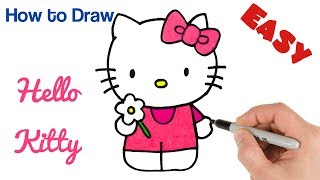 How to Draw Hello Kitty  Cartoon Drawings for beginners  Step by Step [upl. by Chantal]