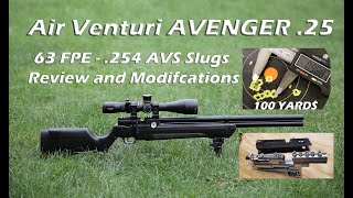 Air Venturi Avenger 25  ReviewTear Down Mods100 Yards with AVS 254 Slugs [upl. by Hugibert]