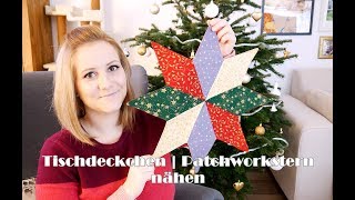 LAST  MINUTE  WEIHNACHTSGESCHENK  Tischdeckchen  Patchworkstern nähen [upl. by Ineslta]