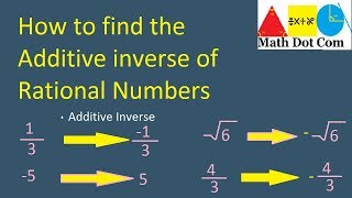 Additive Inverse and Additive Identity of Rational Number  Math Dot Com [upl. by Brandie]