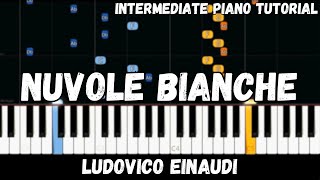 Ludovico Einaudi  Nuvole Bianche Intermediate Piano Tutorial [upl. by Izak]