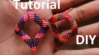 tutorial aros macrame rombos diamantes  earrings macrame [upl. by Ahsial]