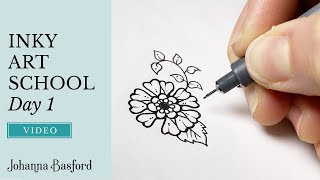 Inky Art School  Day 1  How to Draw Flowers [upl. by Aivital]