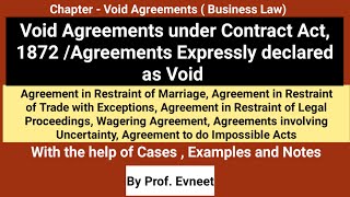 Void Agreements Contract Act 1872  Agreements Expressly declared Void  in Hindi  CA Foundation [upl. by Prady]