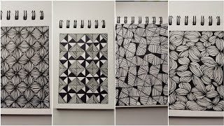 4 easy zentangle pattern idea l Zentangle art l [upl. by Einahpts]