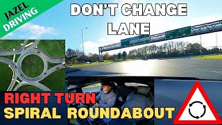 Navigating spiral roundabouts uk  Right Turn  don’t change lane [upl. by Dahsar]