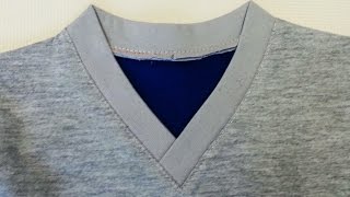 DIY Sewing course How to sew a V Neckline Tshirt Jak uszyć serek na zakładkę w koszulce [upl. by Aken]