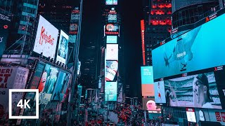 Walking Around Times Square at Night in New York City 4k City Ambience [upl. by Blount]