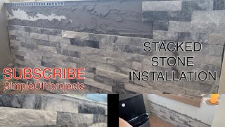 HOW TO INSTALL STACKED STONE ON A WALL  SHORT CUT [upl. by Hays]