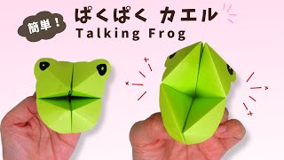 【折り紙】簡単！パクパクカエルの折り方 かわいいカエルにおしゃべりさせよう 遊べる折り紙 オリジナル作品 [upl. by Eelinej994]