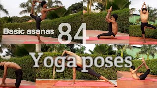 84 yoga poses of hatha yoga Basic asanas  only 7 minutes  Sanyoga  Yogi Sanjay [upl. by Ecikram369]