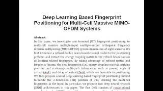 Deep Learning Based Fingerprint Positioning for Multi Cell Massive MIMO OFDM Systems [upl. by Worlock]