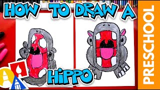 How To Draw A Hippo  Letter H  Preschool [upl. by Lerat]