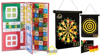 Ludo with snakes and ladders amp Magnetic Dart board unboxing full review and BD price khelaghor [upl. by Nairadal70]