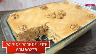 PAVÊ DE BISCOITO MAIZENA DE DOCE DE LEITE COM NOZES  416  Receitas da Mussinha [upl. by Ynamrej]