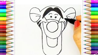 🔴🔴 HOW TO DRAW BABY TIGER FROM WINNIE POOH Disney [upl. by Tobi]