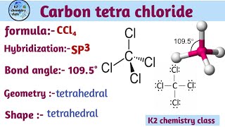 Bond angle molecular geometry of CCl4 carbon tetra chloride by Khushboo yadav [upl. by Kalasky]