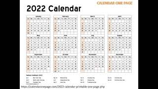 Printable Calendar 2022 One Page [upl. by Kresic]