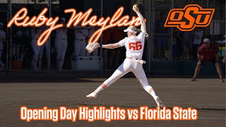 Ruby Meylan Nine Strikeouts In Oklahoma State Softball Debut  OSU Softball Highlights Vs FSU [upl. by Dianthe954]