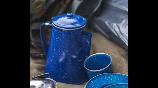 Review and How to  Stansport Enamel Percolator Coffee Pot and 4 Mugs [upl. by Jaynell]