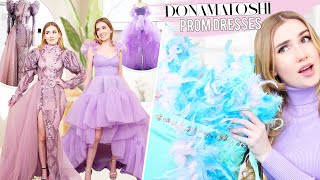 TRYING ON DONA MATOSHI PROM DRESSES   Giveaway  princess dresses [upl. by Llenhoj778]