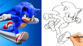 How to draw SONIC THE HEDGEHOG 2020 Sonic Run Fast [upl. by Palermo629]