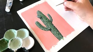 Painting Saguaro Cactus with Gouache by Philip Boelter [upl. by Nehpets923]