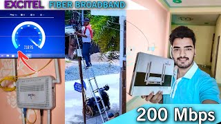 EXCITEL FIBER BROADBAND full installation process 200Mbps  Jio airtel fiber broadband connection [upl. by Ameline257]