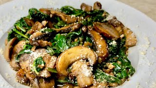 Garlic Mushroom amp Spinach  Quick Recipe [upl. by Morril]