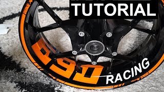 How to KTM DUKE 125 200 390 690 Hinterrad Felgenaufkleber anbringen Tutorial wheelsticker [upl. by Nimaj454]