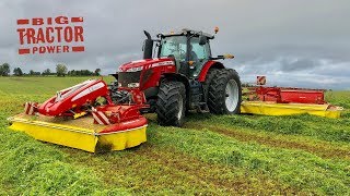 Big Massey Ferguson 8737 amp PÖTTINGER NOVACAT V10 Hay Mower [upl. by Nilauqcaj]