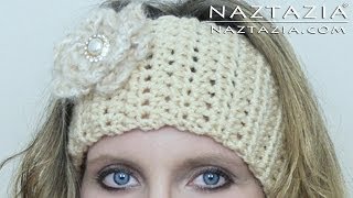 HOW to CROCHET EASY HEADBAND  DIY Tutorial for a Ear Warmer with Flower [upl. by Kimmel]