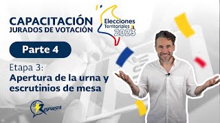 Capacitación JURADOS DE VOTACIÓN 2023 parte 4 Etapa 3 Escrutinios de mesa [upl. by Marchelle752]