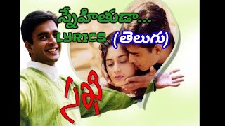 Snehithuda song lyrics sakhi movie song lyrics  AR Rehman hits [upl. by Averir141]