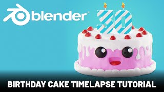 Blender 3D Birthday Cake Timelapse Tutorial [upl. by Griswold]