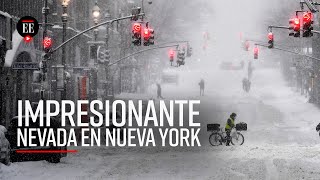 Histórica nevada en Nueva York sería la octava más fuerte en la historia de la ciudad [upl. by Oidivo]