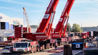 KranTandemhub im Papenburger Hafen  Dutch cranes working in the Papenburg harbor [upl. by Treat]