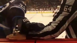 Dustin Byfuglien front row view hit on mark stone [upl. by Meelak]